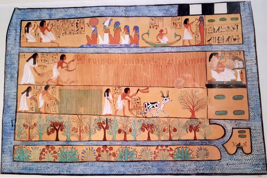 Landwirtschaftliche Arbeiten im Opfergefilde, aus dem Grab des Sennedjem, 19. Dynastie