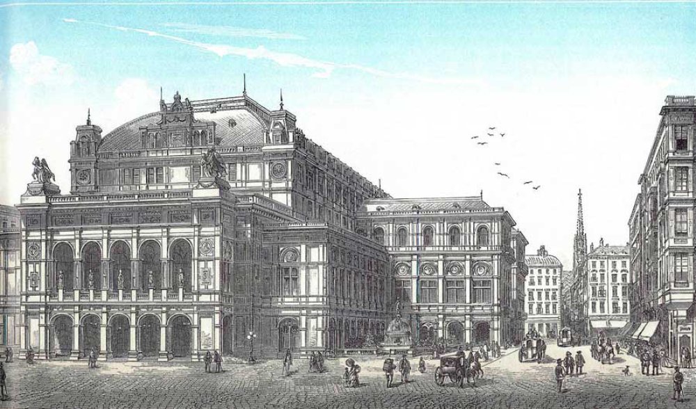 Die Wiener Staatsoper mit Blick auf die Kärntner Straße 