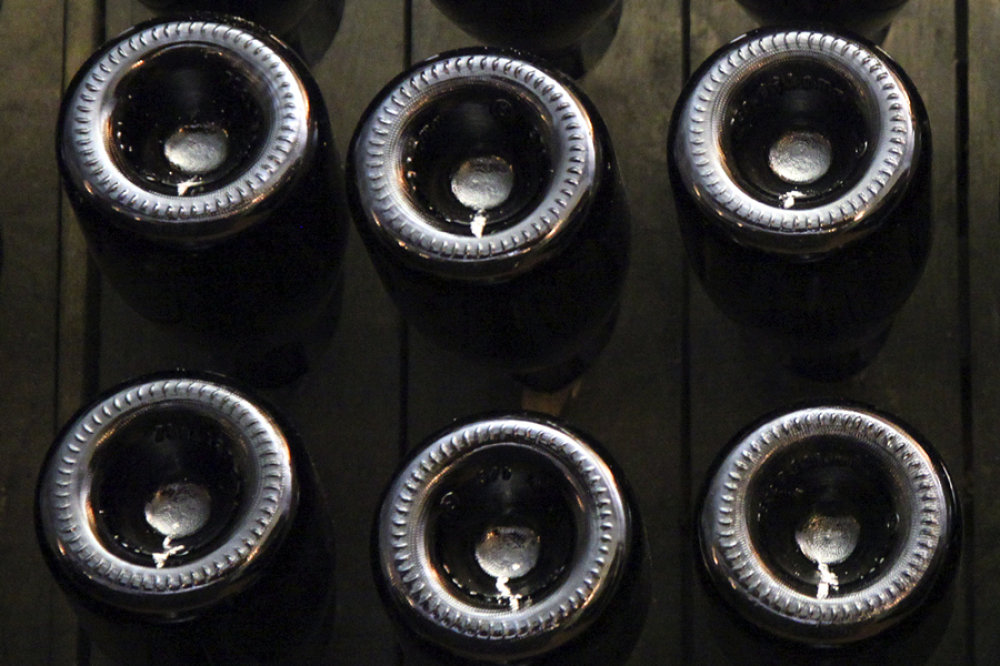 Flaschen von Autréau de Champillon im Rüttelpult