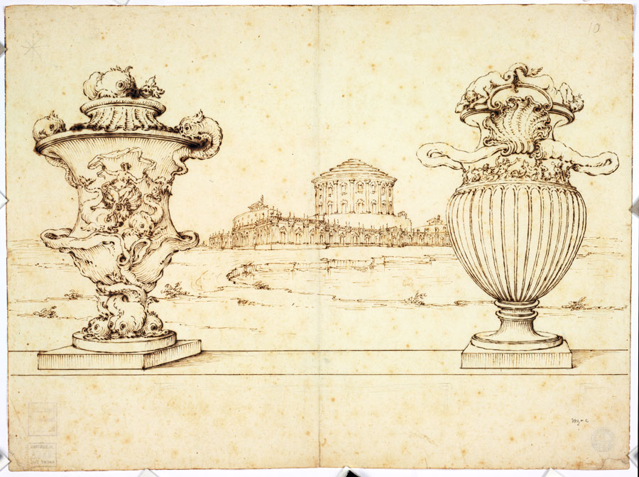 Entwurf für ein Bergschloss, um 1705, Federzeichnung, Wien, Albertina © Albertina, Wien