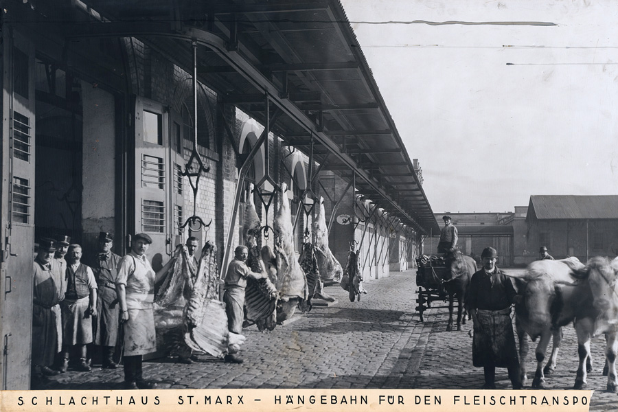 Viehmarktgasse 5-7, St. Marx, Schlachthof St. Marx, Luftbahn (Hängebahn) für den Fleischtransport