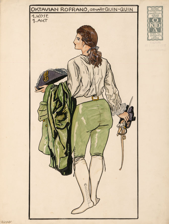 Kostümfigurine „Octavian Rofrano“ zu Der Rosenkavalier Entwurf: Alfred Roller, o.D. © KHM