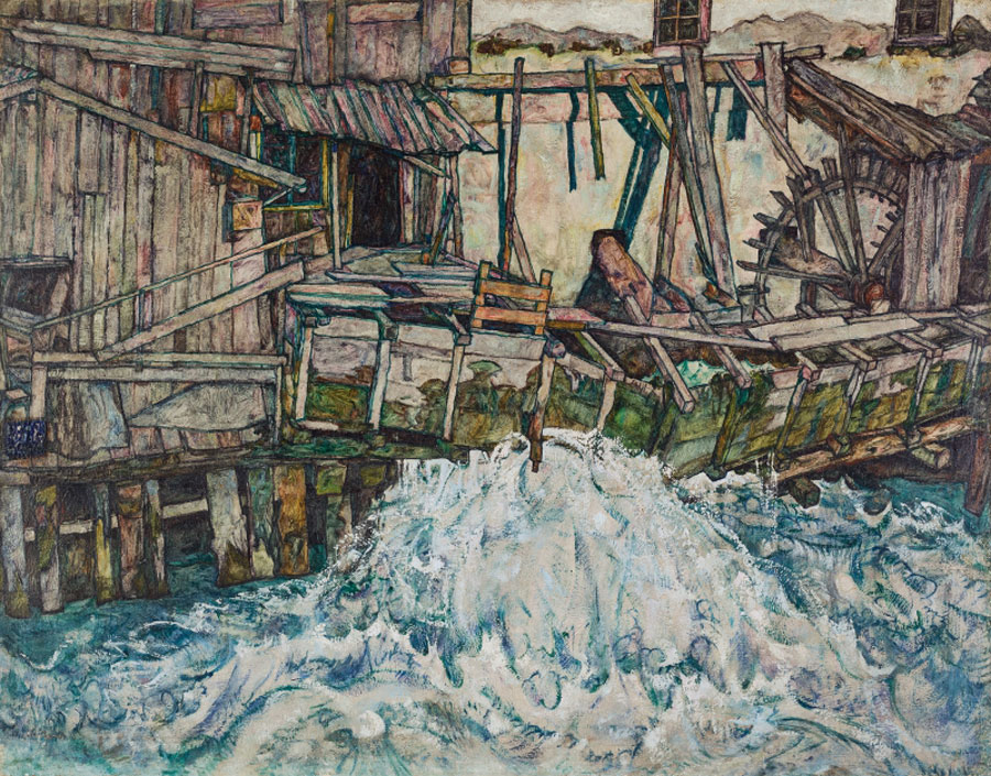 Egon Schiele, Zerfallende Mühle (Bergmühle), 1916 © Landessammlungen Niederösterreich