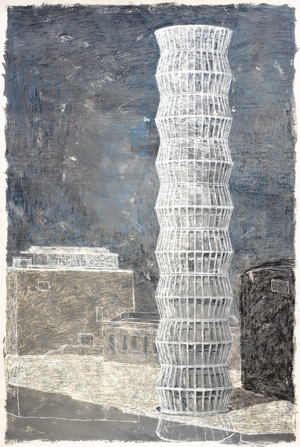  L.O.M.O., Manfred Ortner, Leseturm, 2020, Pastellkreide, 232 × 158 cm 