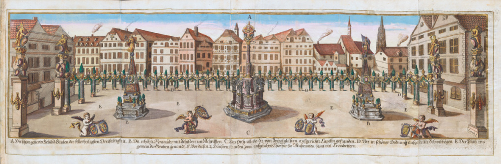 Wiener Graben mit Pestsäule, In: Abraham a Sancta Clara: Oesterreichisches Deo Gratias  1680