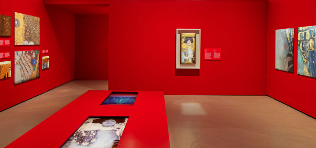 Ausstellungsansicht "Gustav Klimt – Pigment & Pixel, Foto: Johannes Stoll / Belvedere, Wien