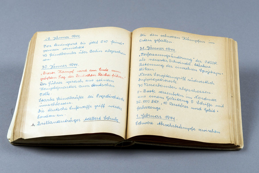 Tagebuch von Luise Böhm, 1939 bis 1944 © Foto: HGM_Weghaupt Tagebuch von Luise Böhm, 1939 bis 1944 © Foto: HGM_Weghaupt