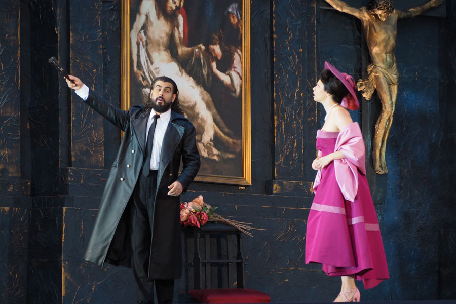 Scarpia (Serban Vasile), Tosca (Federica Vitali) © operklosterneuburg