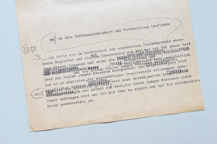Thomas Bernhard: Typoskriptblatt zu Ja © ÖNB, Literaturarchiv