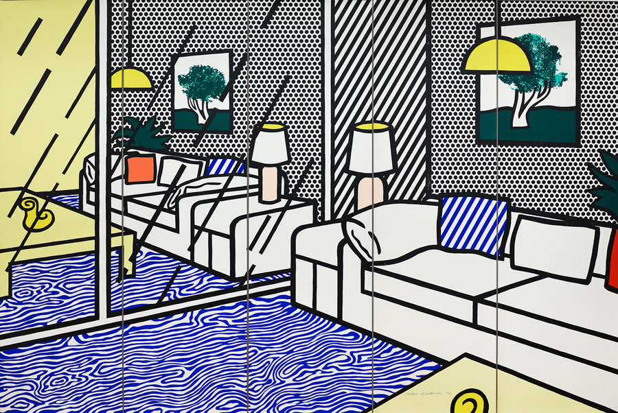 Roy Lichtenstein Tapete mit Interieur mit blauem Fußboden, 1992 ALBERTINA, Wien 