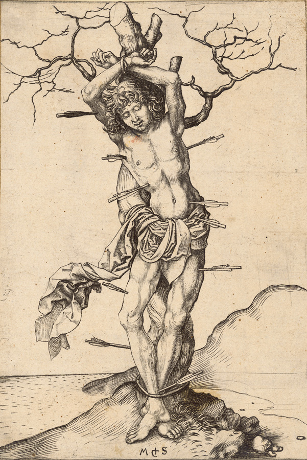 Martin Schongauer Der heilige Sebastian, letztes Drittel 15. Jahrhundert © ALBERTINA, Wien