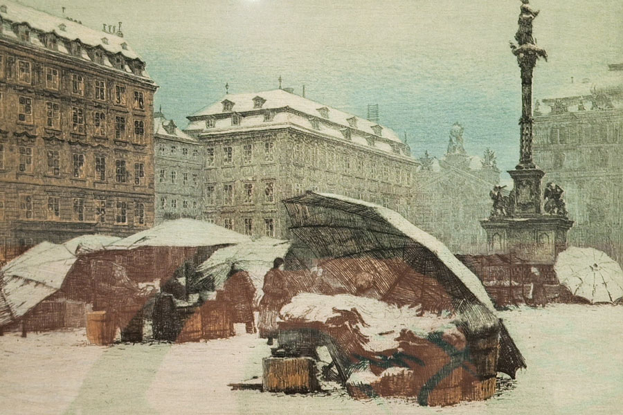 Verschneiter Platz am Hof, Radierung, 1913