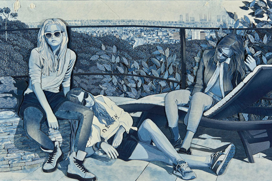 The Morning After Ian Berry Großbritannien, 2014 Assemblage aus Denimfragmenten Sammlung AWWG, 