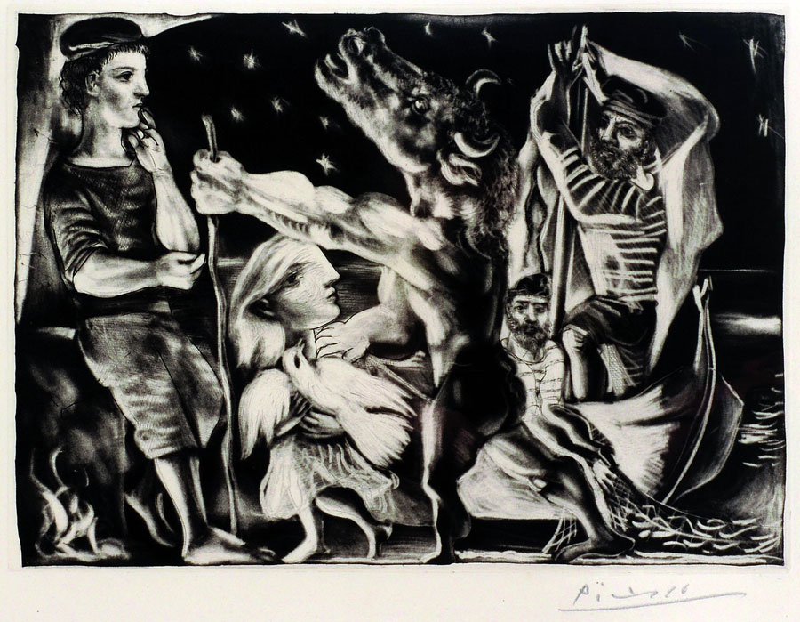 Pablo Picasso, Minotaure aveugle guidé par une fillette dans la nuit, 1934 © Oliver Ottenschläger