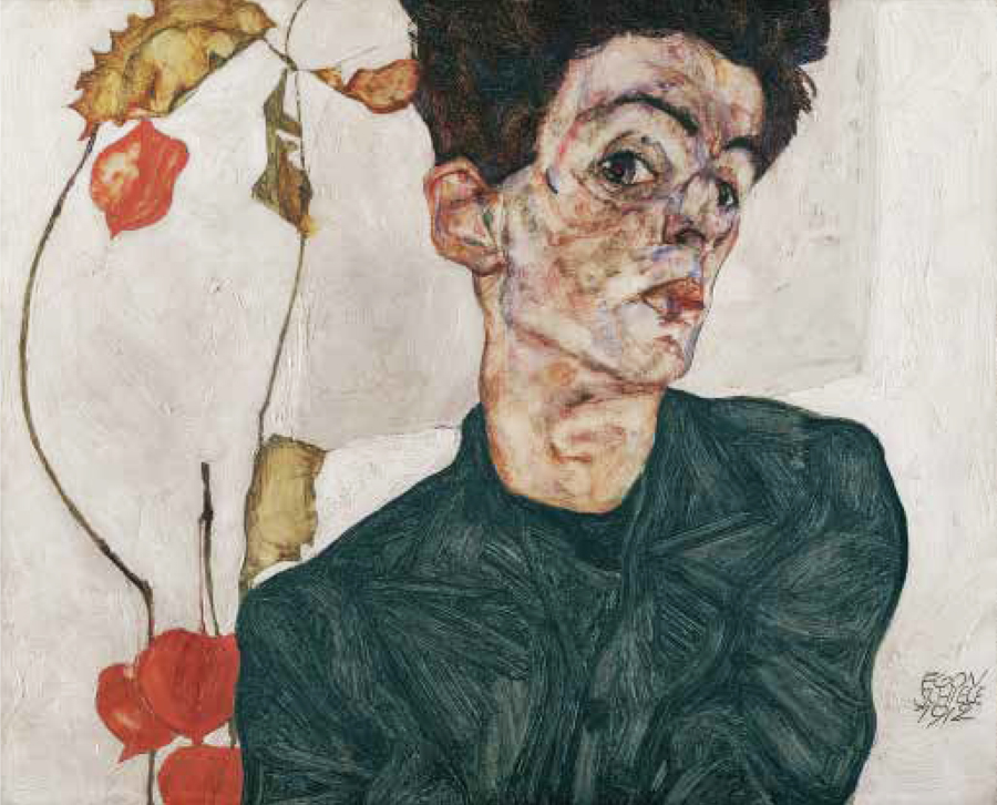 Egon Schiele, Selbstbildnis mit Lampionfrüchten, 1912, Tafel 103, S.235 