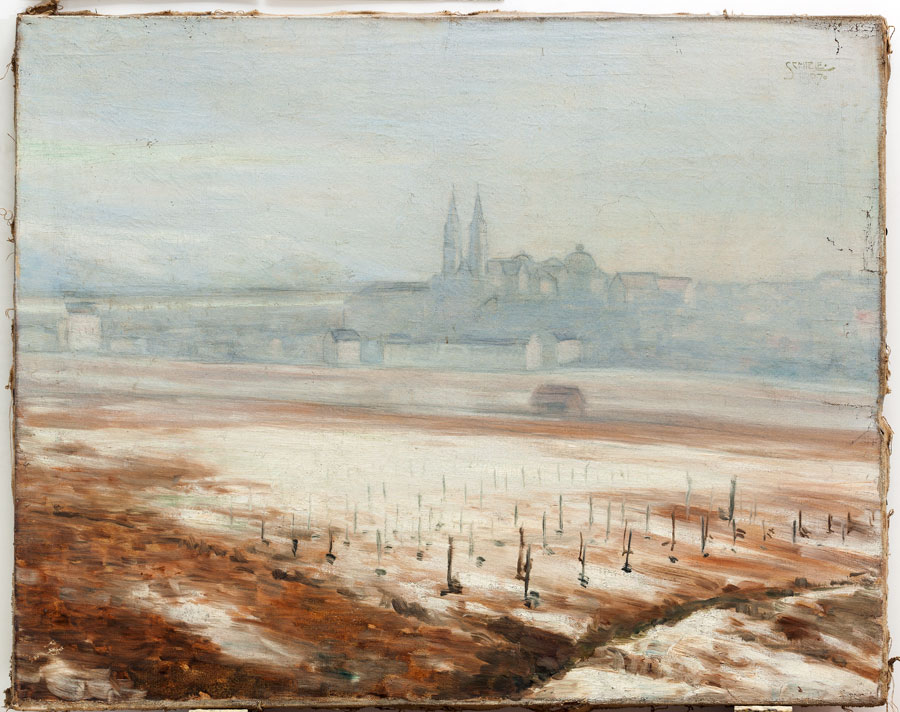 Egon Schiele: Verschneiter Weingarten © Sammlung der Stadt Tulln