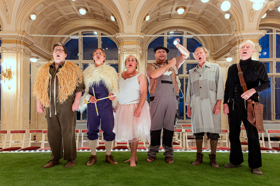Schnock/Löwe (Jakob Semotan), Zettel/Pyramus (Sebastian Wendelin), Flaut/Thisbe (Florian Carove)