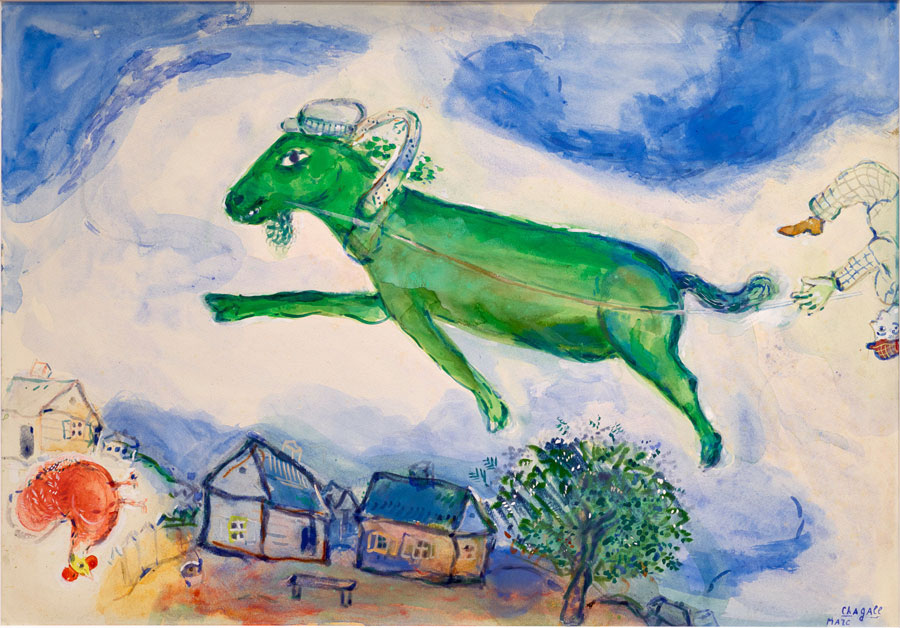   Marc Chagall, L'âne vert (Der grüne Esel | The Green Donkey), ca. 1936  Bildrecht, Wien 2023  
