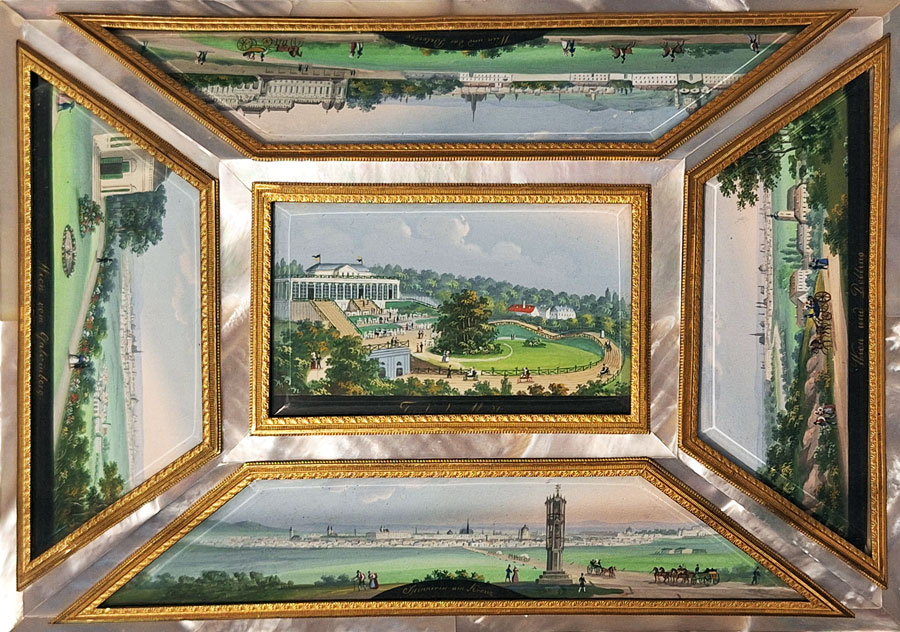 Balthasar Wigand, Nähnecessaire, diverse Wien-Ansichten, ca. 1825
