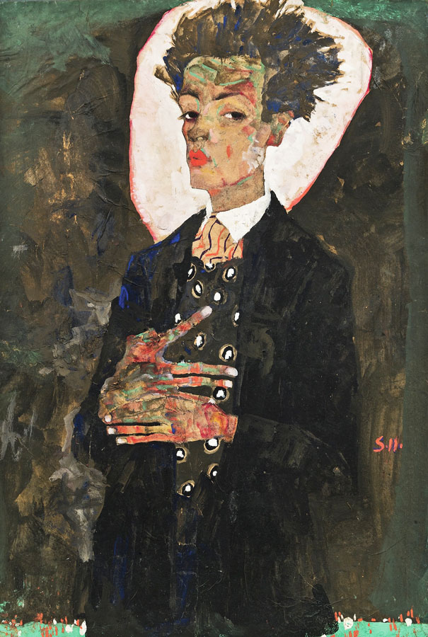 Egon Schiele, Selbstbildnis mit Pfauenweste, 1911 © Ernst Ploil, Wien