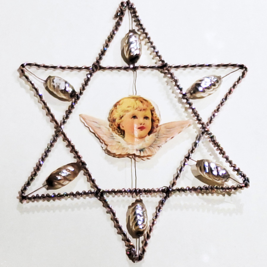 Christbaumbehang aus Draht, Glas und Papier Christbaumbehang aus Draht, Glas und Papier